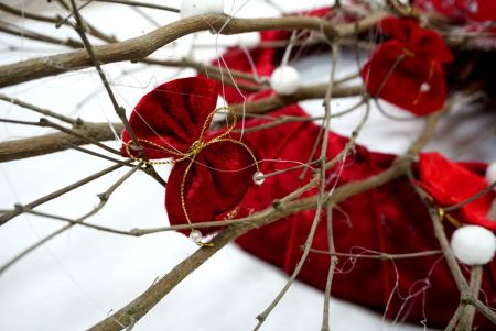 Couronne d'hiver en velours neigeux